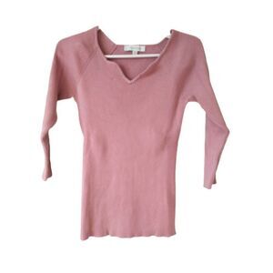 Madison Grey light mauve pink thermal style 3/4 sleeves women's blouse top M